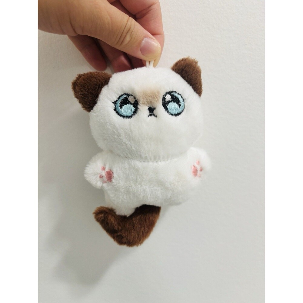 Cute Plush Siamese Kitty Cat Bag Charm Fluffy Soft